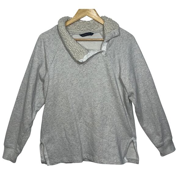 Abercrombie & Fitch Gray Faux Fur Sherpa Sweatshirt Teddy Jacket Coat Womens S - Picture 1 of 8